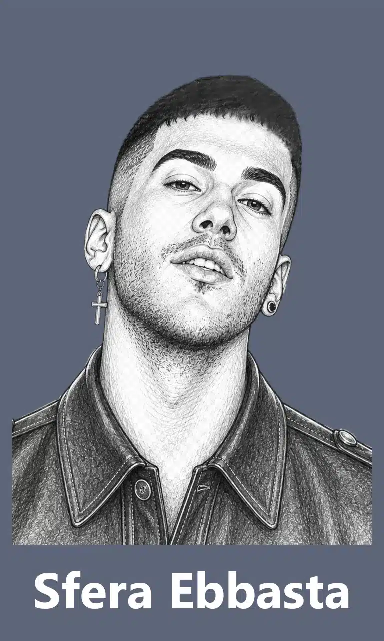 3. sfera ebbasta sketch for mobile with grey background