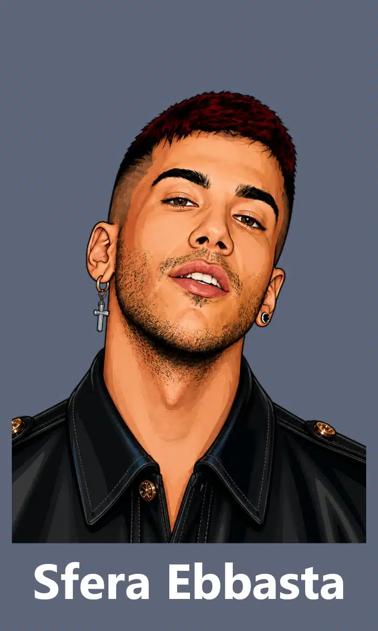3.sfera ebbasta cartoon for mobile with grey background