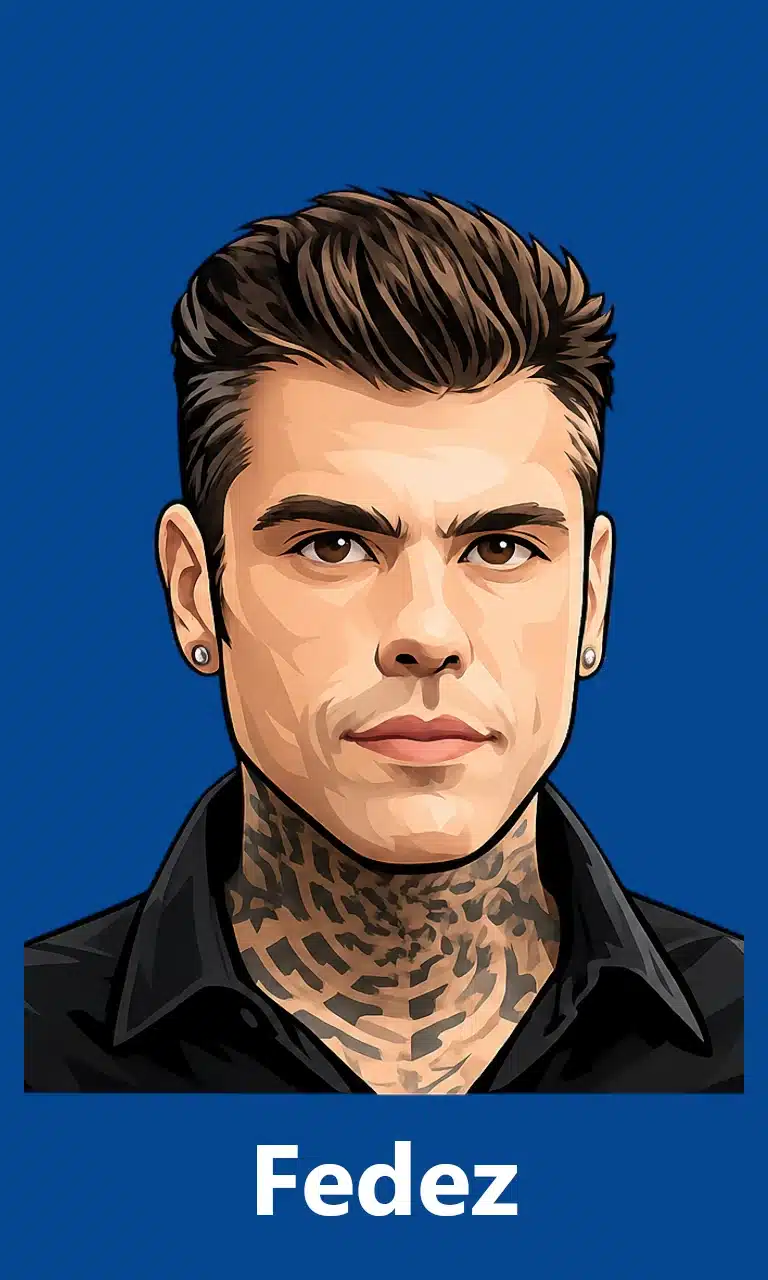 4. fedez cartoon for mobile with blue background