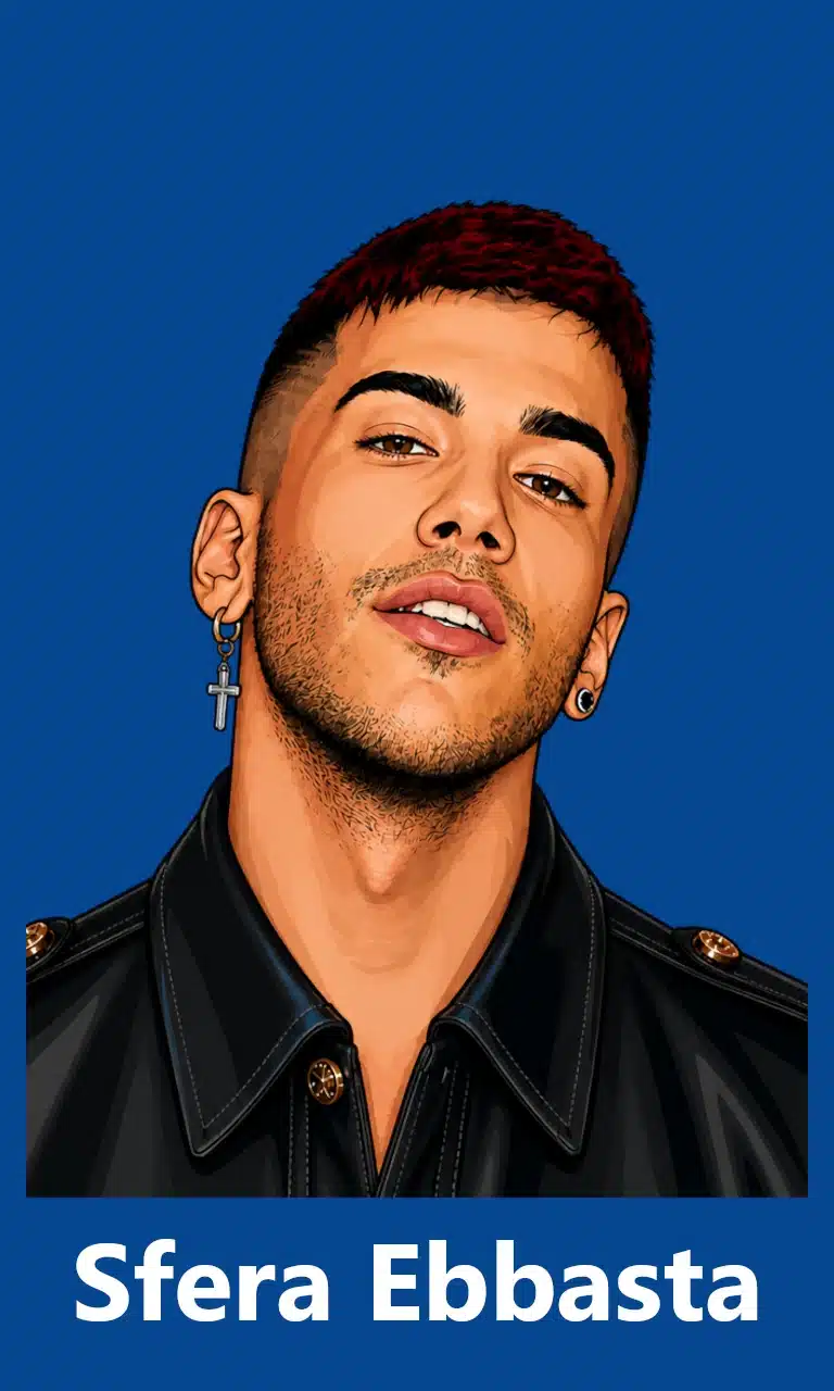 4. sfera ebbasta cartoon for mobile with blue background