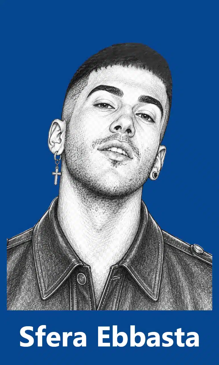 4. sfera ebbasta sketch for mobile with blue background