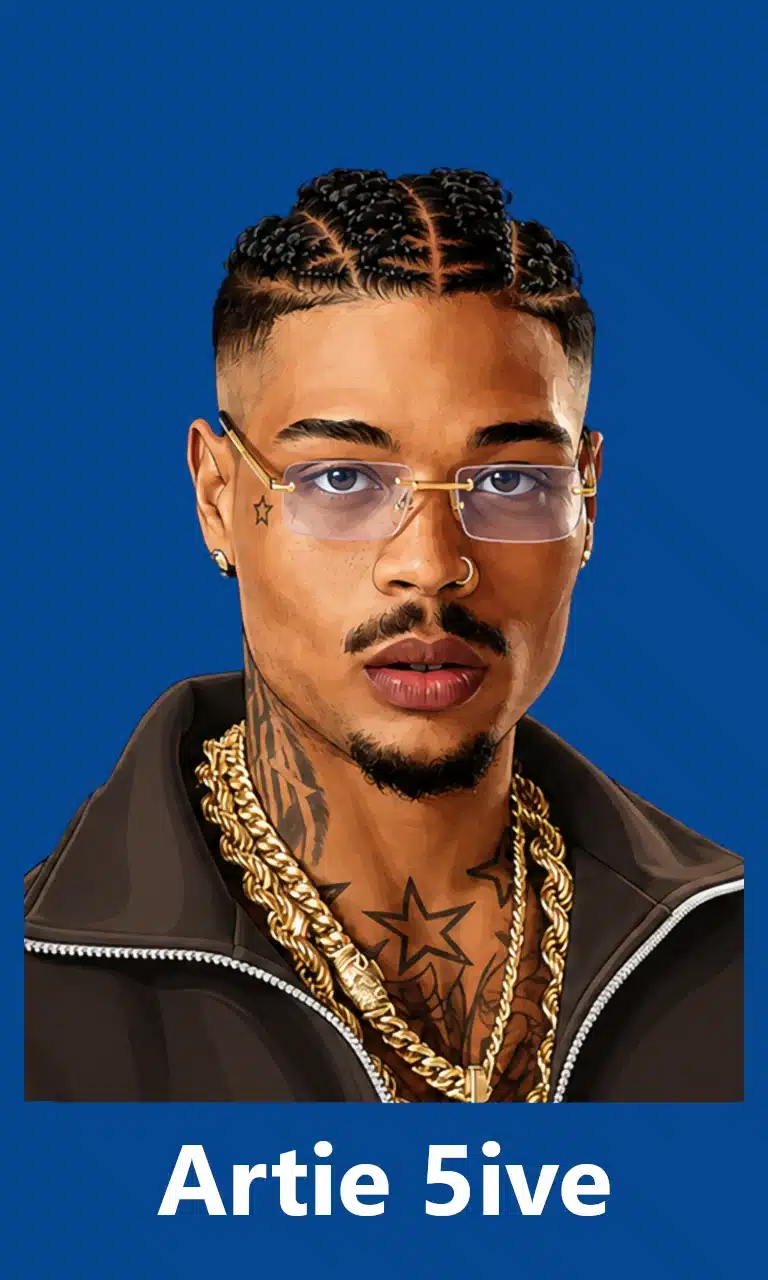 4. artie 5ive cartoon for mobile with blue background